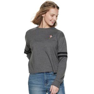 Juniors' Medium Disney's Minnie Mouse Cropped Striped Tee